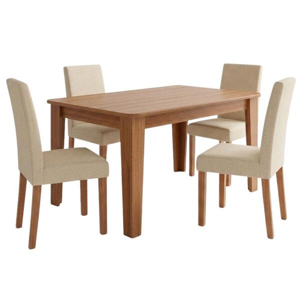 Mesa De Jantar 22133 Mdf 4 Cadeiras Estofadas Linho | Leroy Merlin