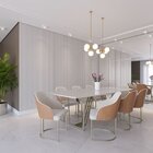 Mesa De Jantar 240cm E Tampo De Vidro Albany Off White Fosco/