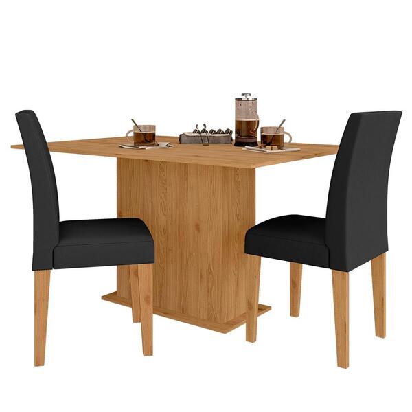Mesa De Jantar 2 Cadeiras Atenas Cinamomo/suede Preto - M. Ar