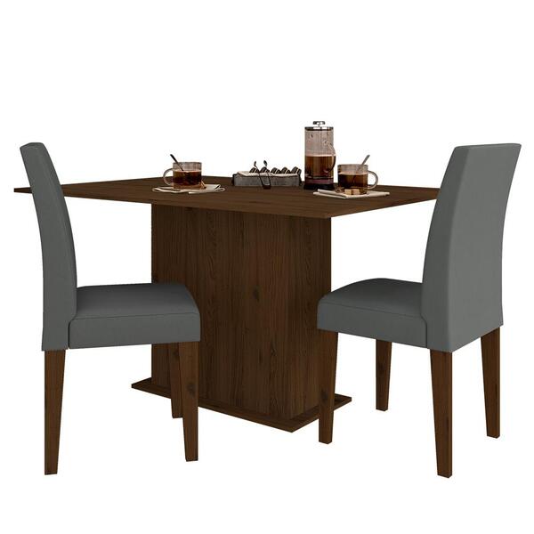 Mesa De Jantar 2 Cadeiras Atenas Imbuia/suede Cinza - M. Arap