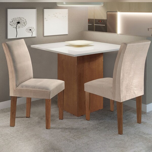 Mesa De Jantar 2 Lugares Luciana Chocolate/off White/tecido Pena - Cel ...