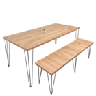 Mesa De Jantar 4 A 6 Lugares Industrial Rústica + Banco Antiq