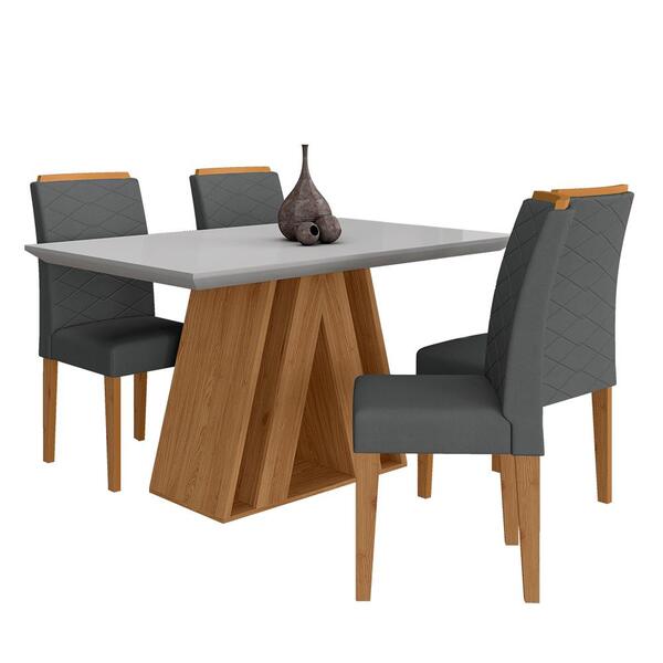 Mesa De Jantar 4 Cadeiras 1,36 Ravena Cinamom/off/cinza - M.