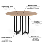 Mesa De Jantar 4 Lugares 120cm Redonda Industrial Dommus Jade
