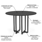 Mesa De Jantar 4 Lugares 120cm Redonda Industrial Dommus Pret