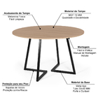 Mesa De Jantar 4 Lugares 120cm Redonda Industrial Rigo Jade -