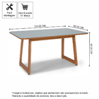 Mesa De Jantar 4 Lugares 120x90 Tampo De Vidro Em Madeira Mar