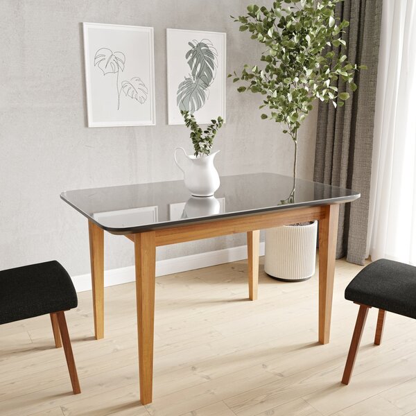 Mesa De Jantar 4 Lugares 130cm Com Tampo Mdf E Vidro Tangará