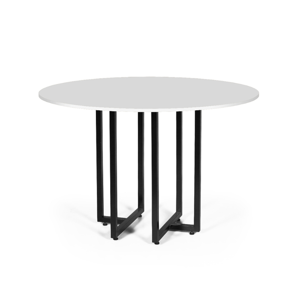 Mesa De Jantar 4 Lugares 90cm Redonda Industrial Dommus Branc
