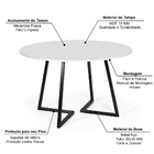 Mesa De Jantar 4 Lugares 90cm Redonda Industrial Rigo Branca