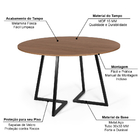 Mesa De Jantar 4 Lugares 90cm Redonda Industrial Rigo Noronha