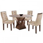 Mesa De Jantar 4 Lugares Barcelona Com Vidro Chocolate/off Wh