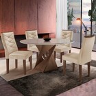 Mesa De Jantar 4 Lugares Barcelona Com Vidro Chocolate/off Wh