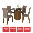 Mesa De Jantar 4 Lugares Bolero Com Vidro Preto 11559 Seda/ma