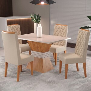 Mesa De Jantar 4 Lugares Cansas Mel/blonde/nude - Panorama Móveis
