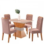 Mesa De Jantar 4 Lugares Cansas Mel/blonde/veludo Rosa - Vier