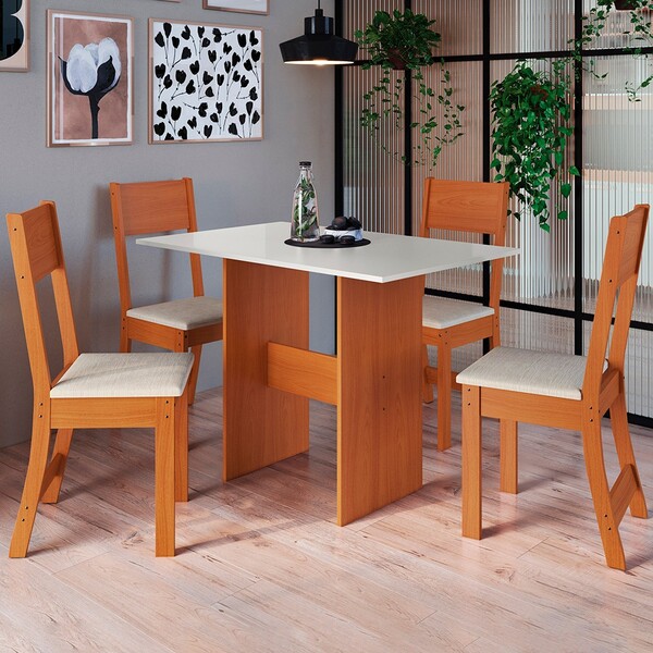 Mesa De Jantar 4 Lugares Caribe Freijó/linho 10080.3 - Indékes