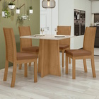 Mesa De Jantar 4 Lugares Celebrare 100% Mdf Com Vidro Amêndoa