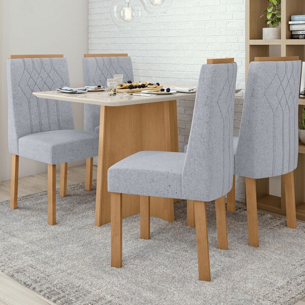 Mesa De Jantar 4 Lugares Celebrare Amêndoa Clean/off White/li