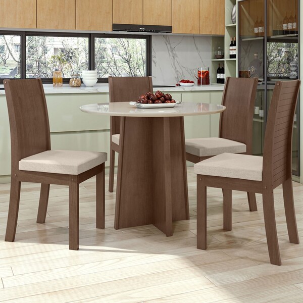 Mesa De Jantar 4 Lugares Celebrare Imbuia Clean/off White/lin