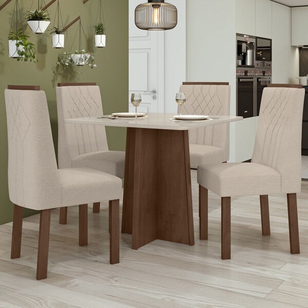 Mesa De Jantar 4 Lugares Celebrare Imbuia Clean/off White/lin