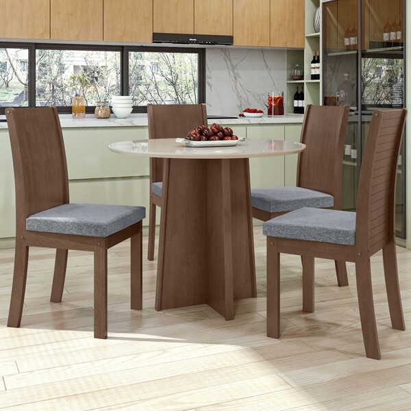 Mesa De Jantar 4 Lugares Celebrare Imbuia Clean/off White/lin