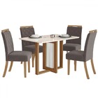 Mesa De Jantar 4 Lugares Charlotte Com Vidro Nature/off White