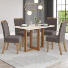 Mesa De Jantar 4 Lugares Charlotte Com Vidro Nature/off White