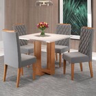Mesa De Jantar 4 Lugares Charlotte Mel/blonde/veludo Cinza -