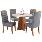 Mesa De Jantar 4 Lugares Disney Mel/blonde/veludo Cinza - Pan