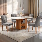 Mesa De Jantar 4 Lugares Elis Com Vidro Cinamomo/off White/su