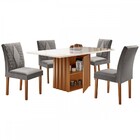 Mesa De Jantar 4 Lugares Elis Com Vidro Cinamomo/off White/su