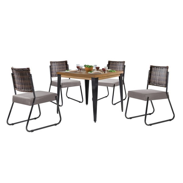 Mesa De Jantar 4 Lugares Espanha Linho Claro/siena/grafite/ju