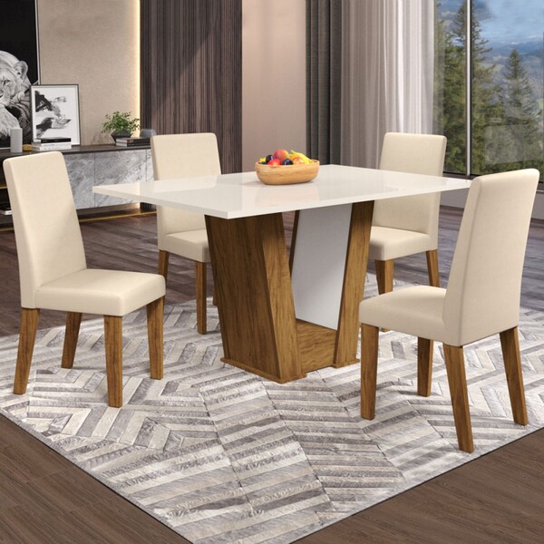 Mesa De Jantar 4 Lugares Floripa Seda/blonde/nude - Viero Móv