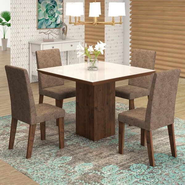 Mesa De Jantar 4 Lugares Geisa Venus Dover/malta/branco - Vie