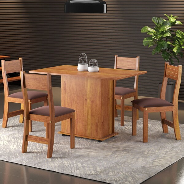 Mesa De Jantar 4 Lugares Harmonia Mel/fume - Viero Móveis