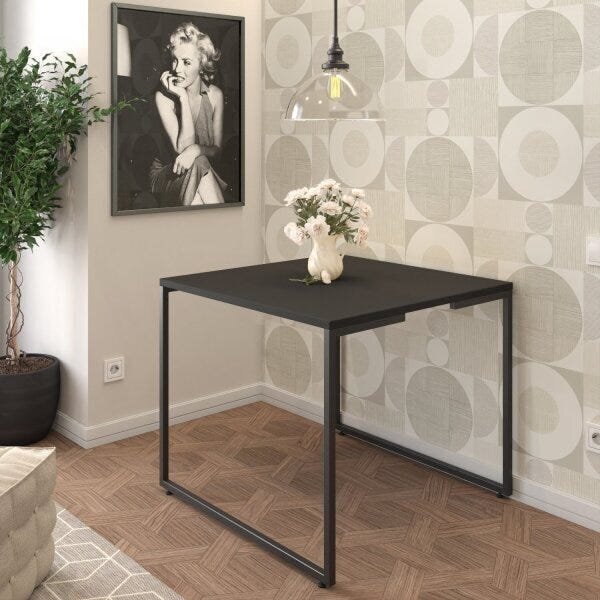 Mesa De Jantar 4 Lugares Industrial Espresso Móveis Preto