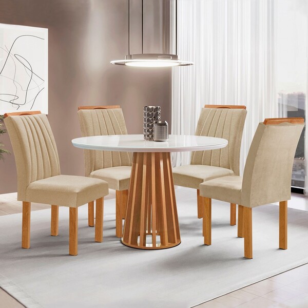 Mesa De Jantar 4 Lugares Kansas/arizona Com Vidro Cinamomo/of