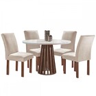 Mesa De Jantar 4 Lugares Kansas/canela Com Vidro Chocolate/of