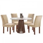 Mesa De Jantar 4 Lugares Kansas/canela Com Vidro Chocolate/of