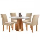 Mesa De Jantar 4 Lugares Kansas/canela Com Vidro Cinamomo/off