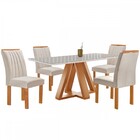 Mesa De Jantar 4 Lugares Kyra/arizona Com Vidro Cinamomo/off