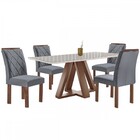 Mesa De Jantar 4 Lugares Kyra/arthus Com Vidro Chocolate/off