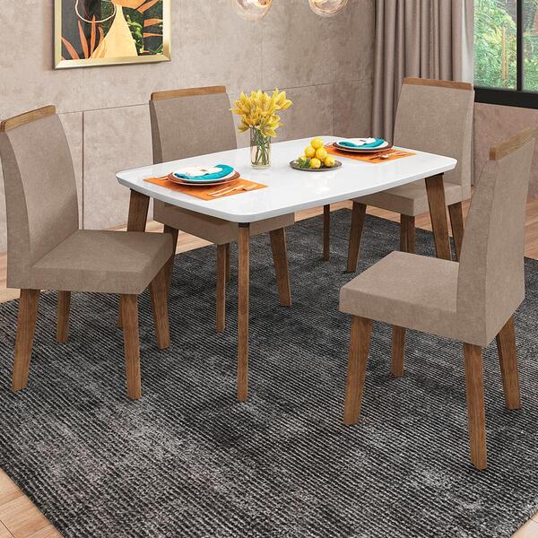 Mesa De Jantar 4 Lugares Londres 1,20x0,90 Trapézio Off White