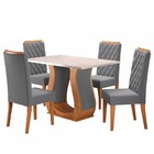 Mesa De Jantar 4 Lugares Los Angeles Mel/blonde/veludo Cinza