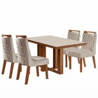 Mesa De Jantar 4 Lugares Lottus Com Vidro Prêmio/pena Bege -