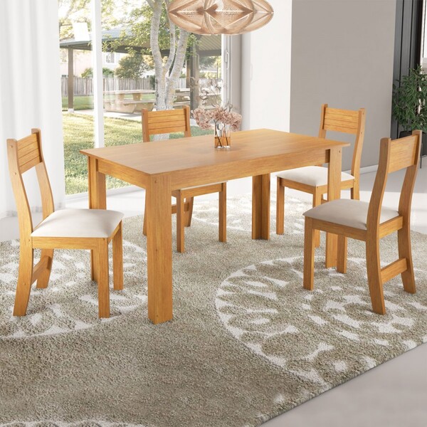 Mesa De Jantar 4 Lugares Mara Mel/nude - Viero Móveis