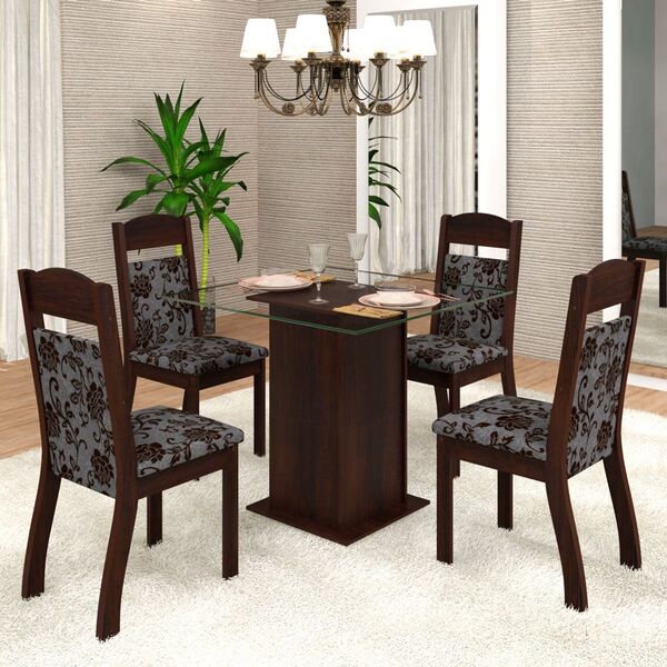 Mesa De Jantar 4 Lugares Mirela Zara Ameixa/cobre - Viero Móv