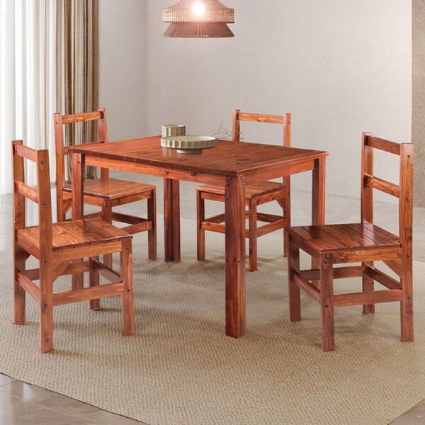 Mesa De Jantar 4 Lugares Paris Madeira Maciça Mogano - Lanes