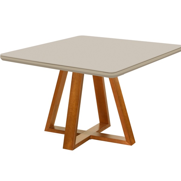 Mesa De Jantar 4 Lugares Quadrada Bela Base Madeira Luxo